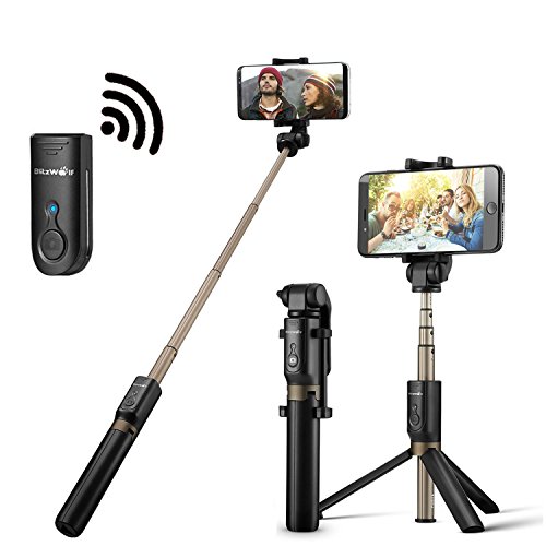 Black eye filming handle tripod selfie stick w bluetooth remote